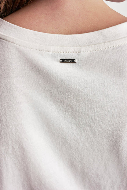 MIXED MEDIA TIE-FRONT TEE