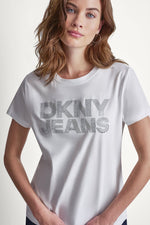 DKNY JEANS STACKED RHINESTONE DOME TEE