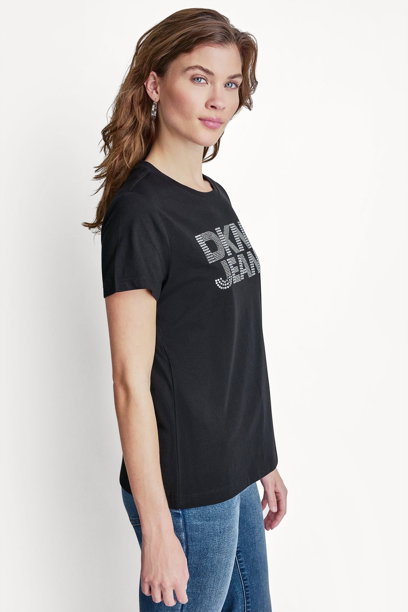 DKNY JEANS STACKED RHINESTONE DOME TEE
