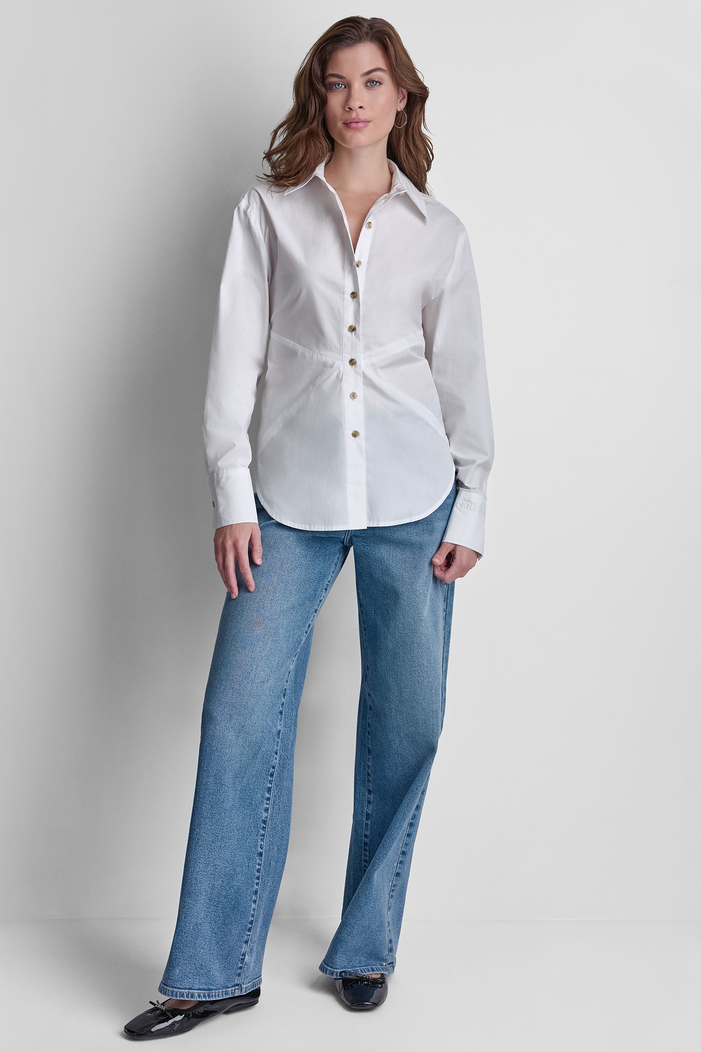 POPLIN CUTOUT TIE BACK SHIRT