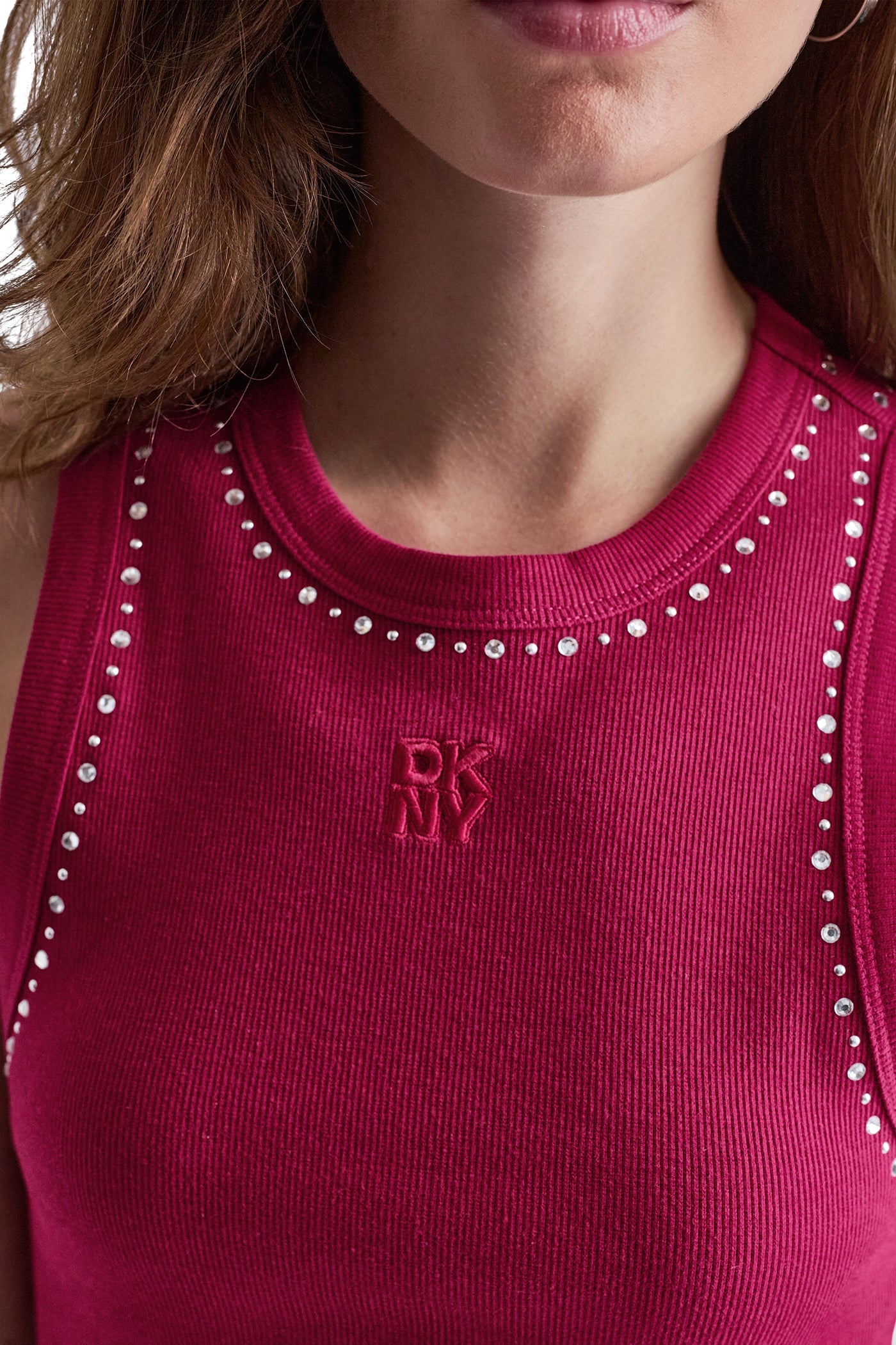 RHINESTONES AND DOME STUDS RIB TANK