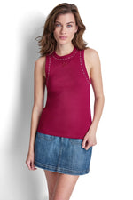 RHINESTONES AND DOME STUDS RIB TANK