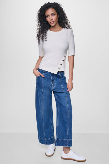 SHORT SLEEVE ASYMMETRIC TOP