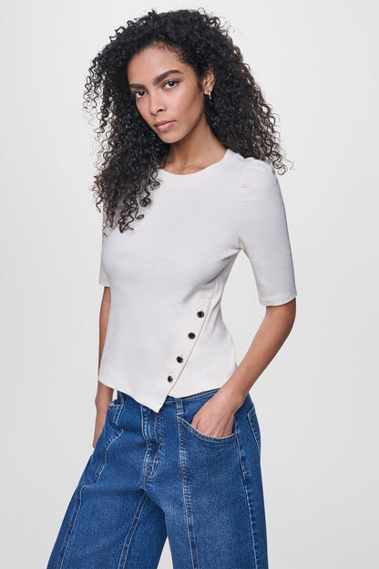SHORT SLEEVE ASYMMETRIC TOP