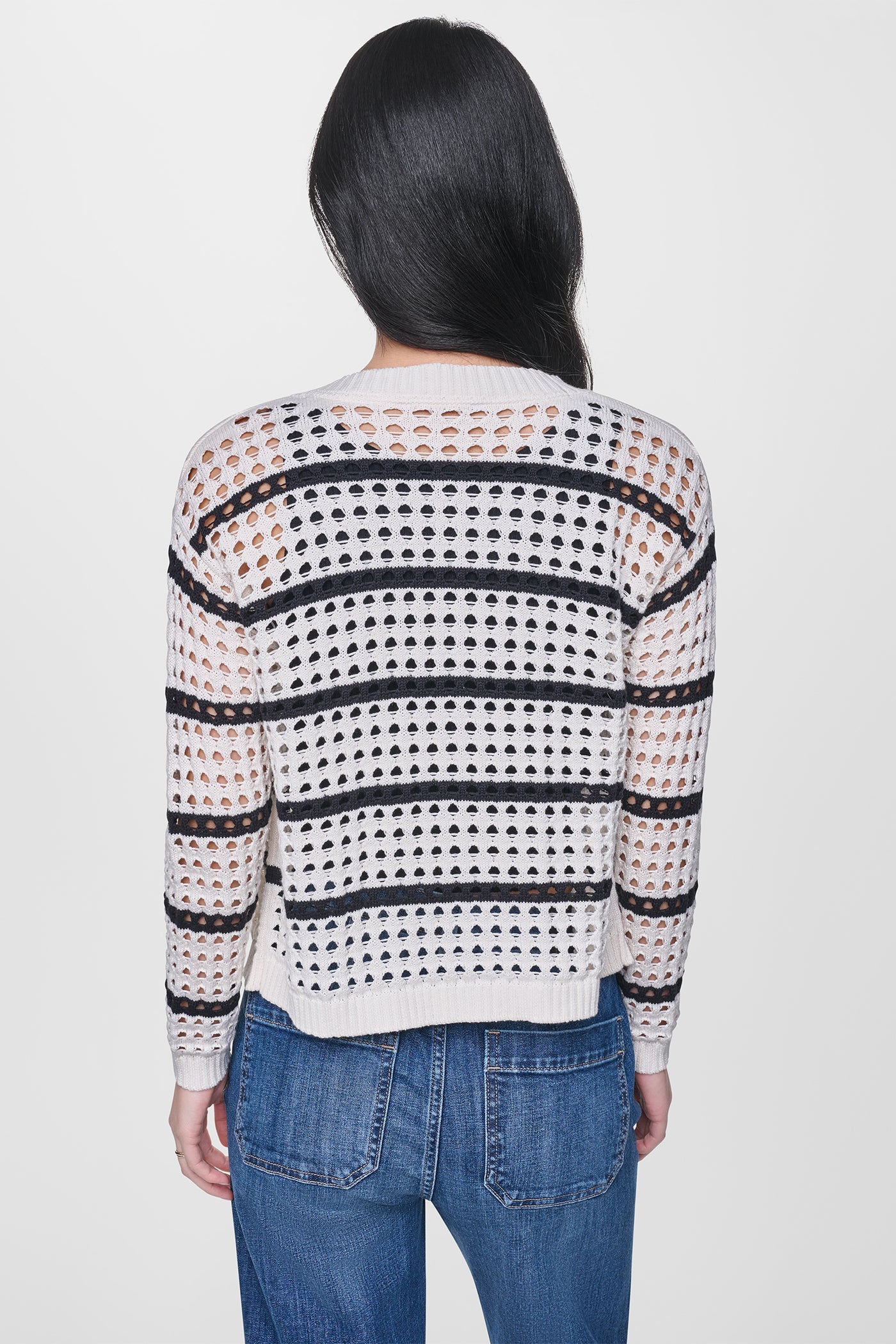 OPEN STITCH STRIPE CARDIGAN