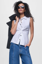 POPLIN TWIST FRONT SHIRT