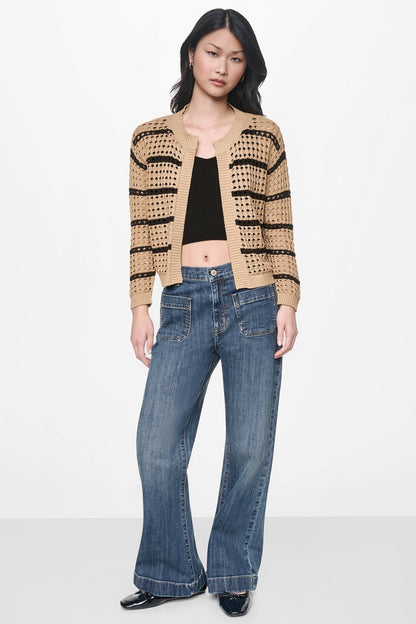 OPEN STITCH STRIPE CARDIGAN