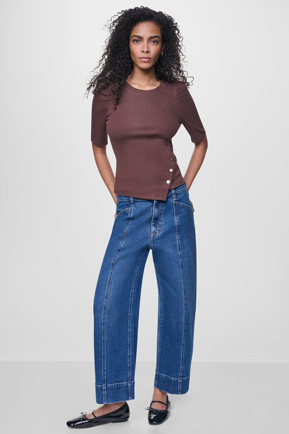 SHORT SLEEVE ASYMMETRIC TOP