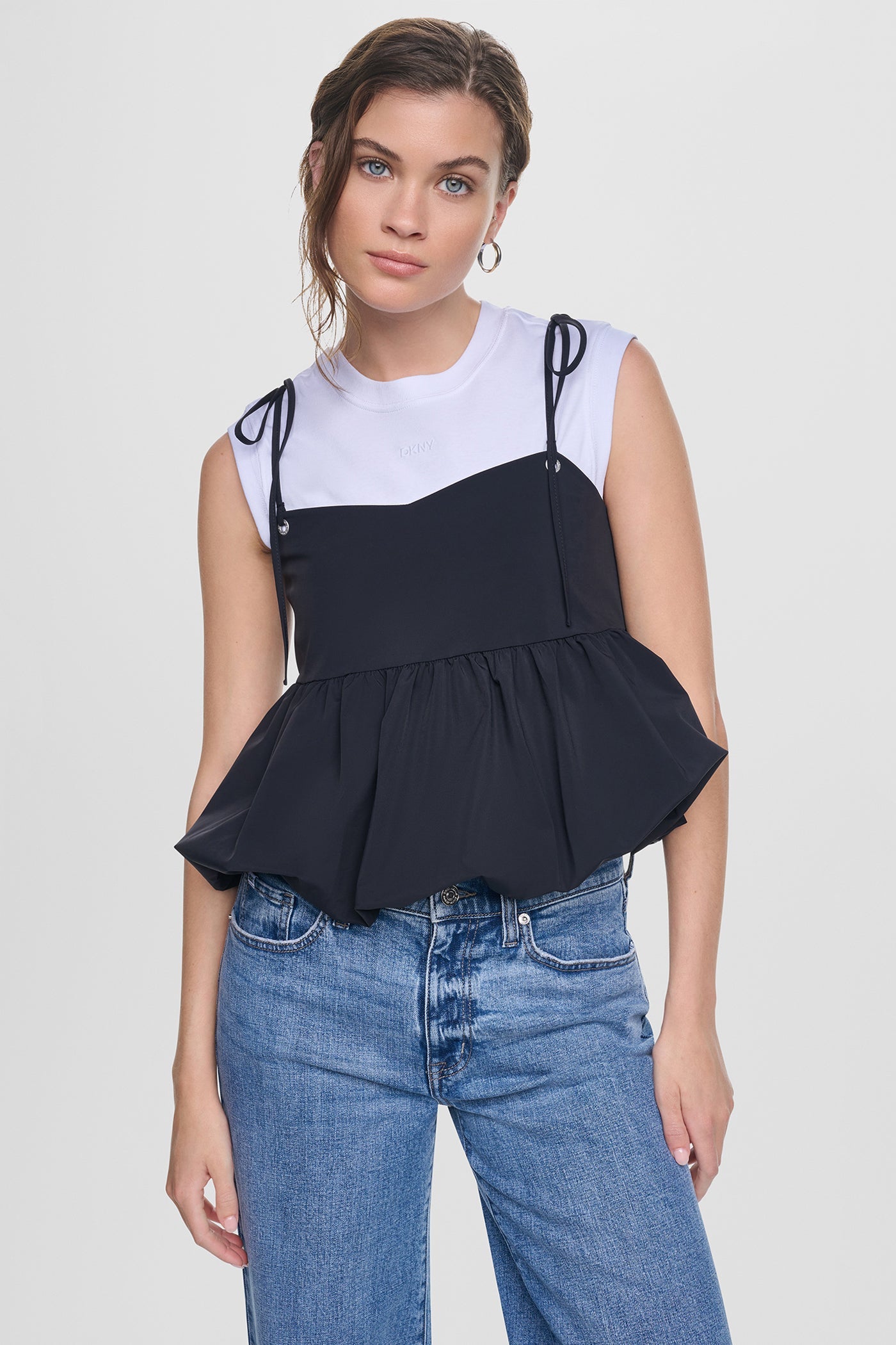 PEPLUM TANK WITH TIED STRAPS