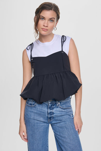 PEPLUM TANK WITH TIED STRAPS
