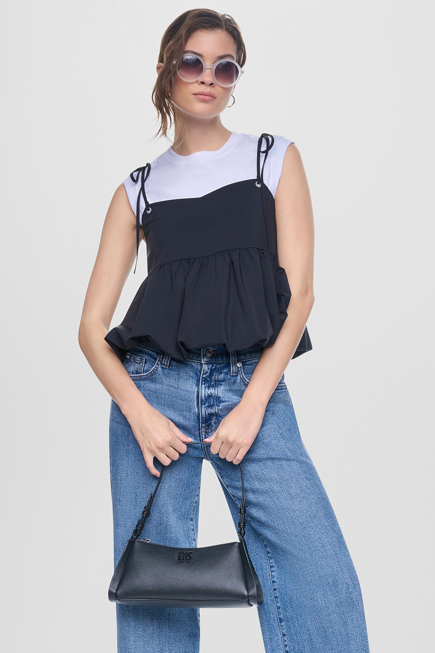 PEPLUM TANK WITH TIED STRAPS