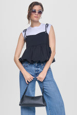 PEPLUM TANK WITH TIED STRAPS