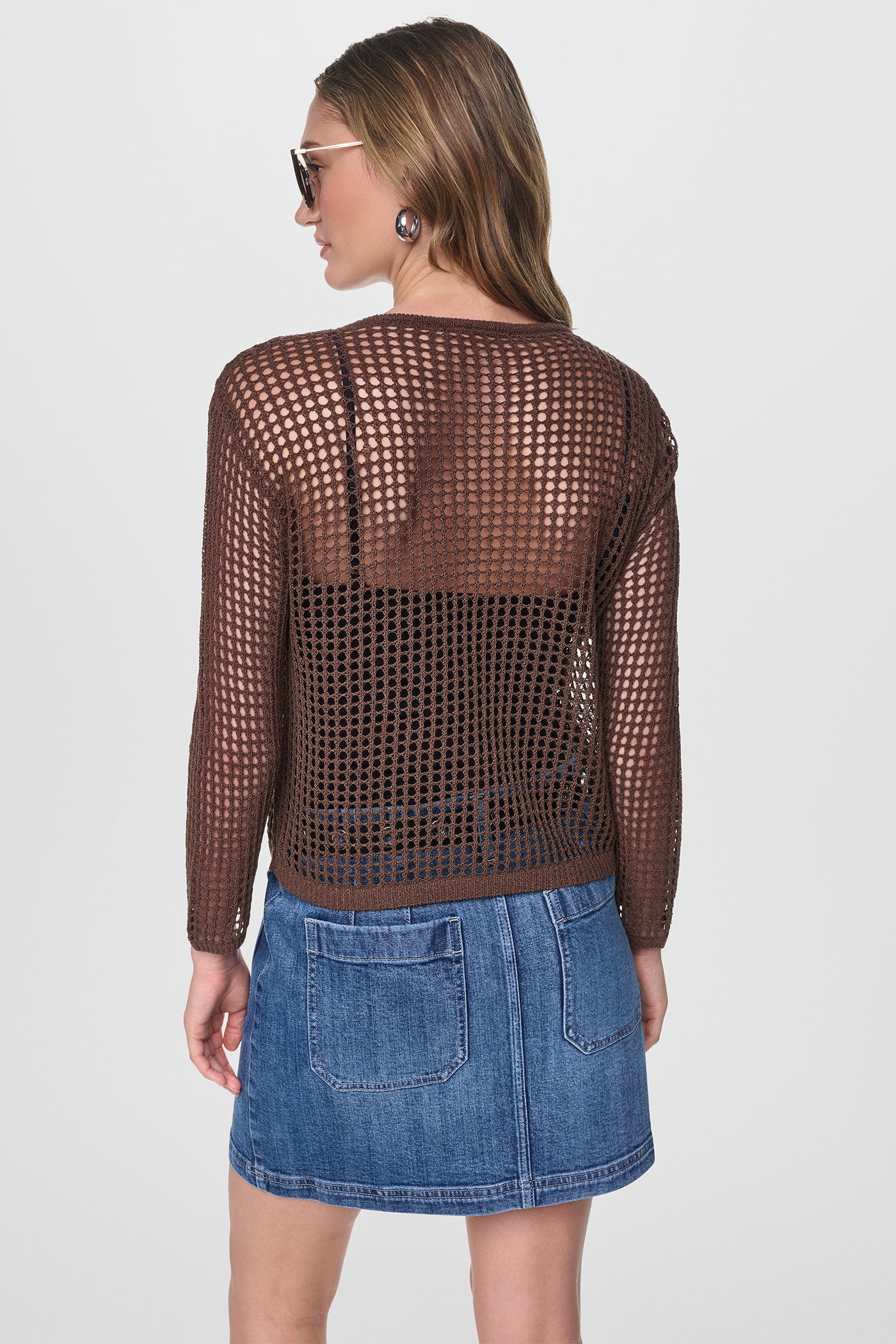 CROCHET OPEN-STITCH LOGO SWEATER