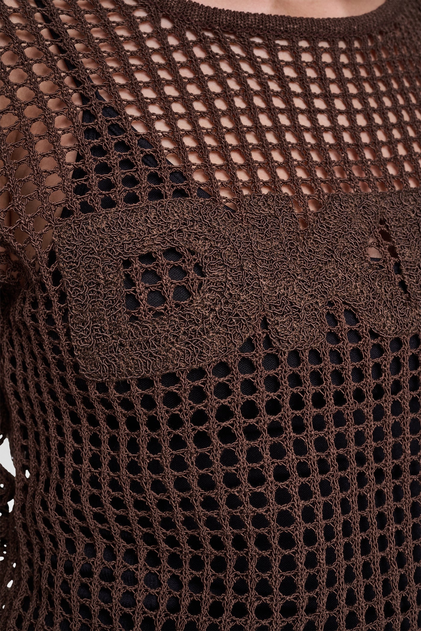 CROCHET OPEN-STITCH LOGO SWEATER