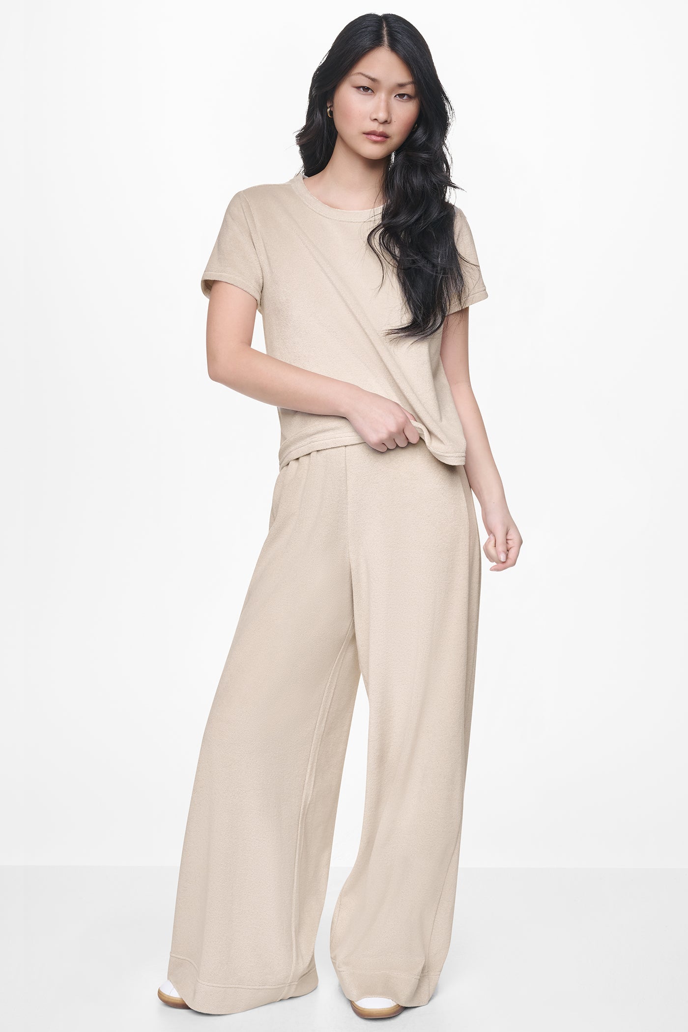 TOWELLING TERRY HIGH-RISE WIDE LEG PANT