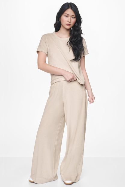 TOWELLING TERRY HIGH-RISE WIDE LEG PANT