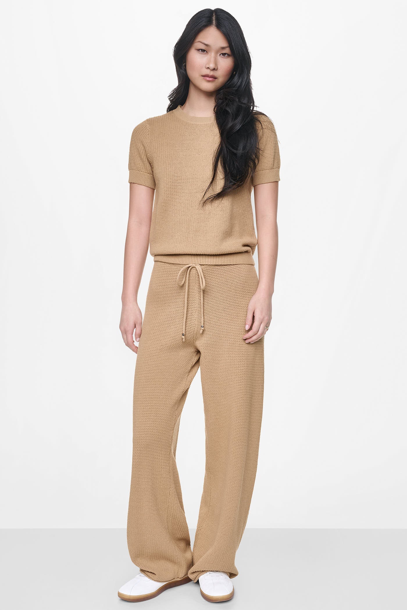 SHORT SLEEVE TUCK STITCH SWEATER