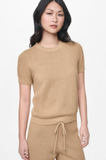 SHORT SLEEVE TUCK STITCH SWEATER
