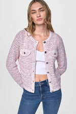 OPEN STITCH MARLED KNIT CARDIGAN