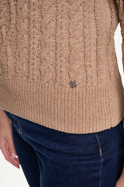ONE SHOULDER CABLE KNIT SWEATER