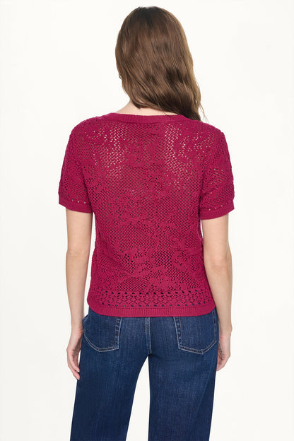 LACE STITCH BUTTON FRONT CARDIGAN