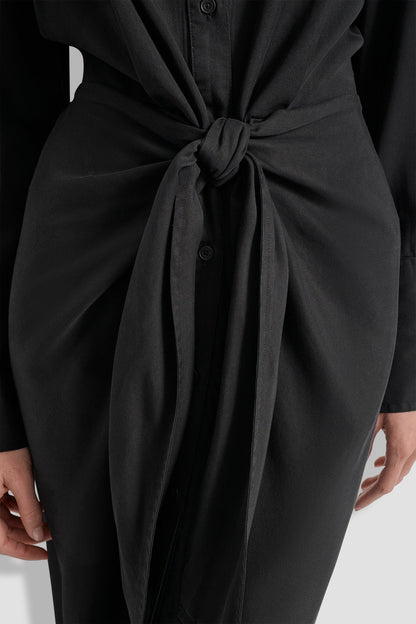 GARMENT DYE LONG SLEEVE BUTTON FRONT SHIRT DRESS