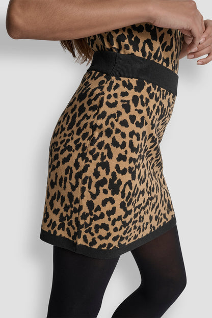 CHEETAH JACQUARD MINI SWEATER SKIRT