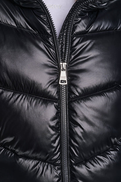 QUILTED PUFFER WITH DRAMA COLLAR