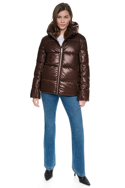 QUILTED PUFFER WITH DRAMA COLLAR