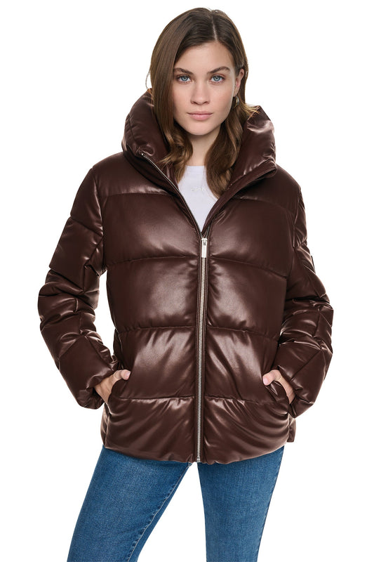 QUILTED PUFFER WITH DRAMA COLLAR