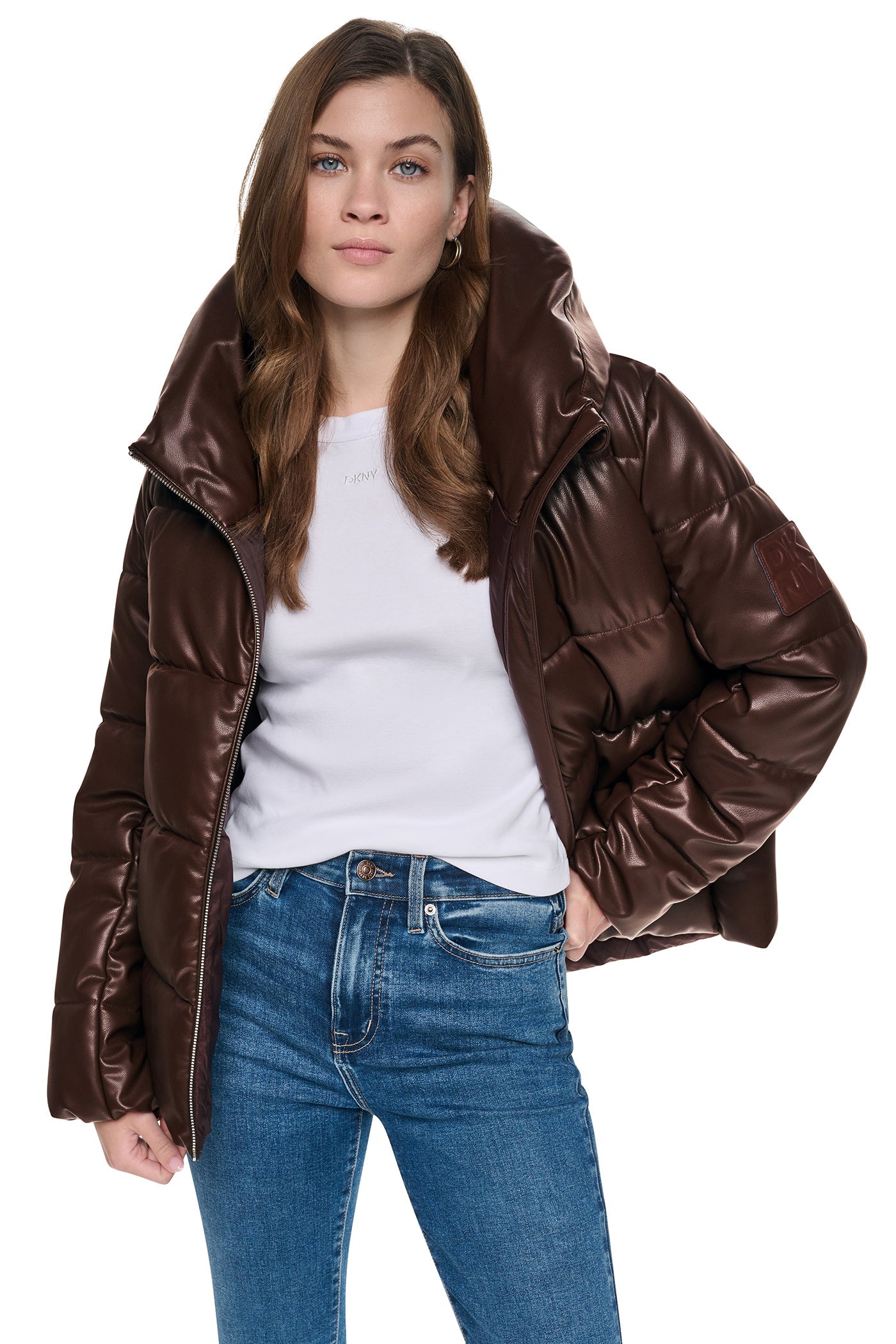 QUILTED PUFFER WITH DRAMA COLLAR