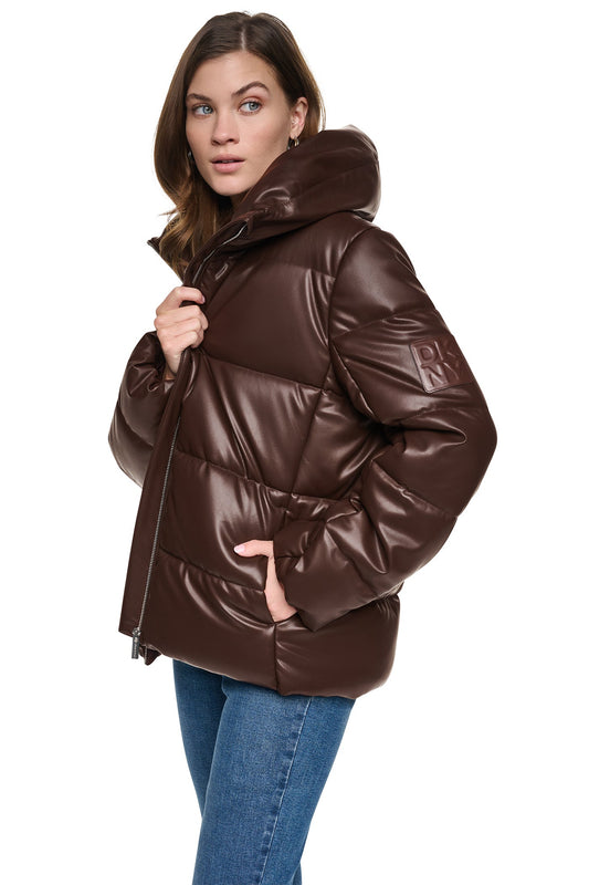 QUILTED PUFFER WITH DRAMA COLLAR