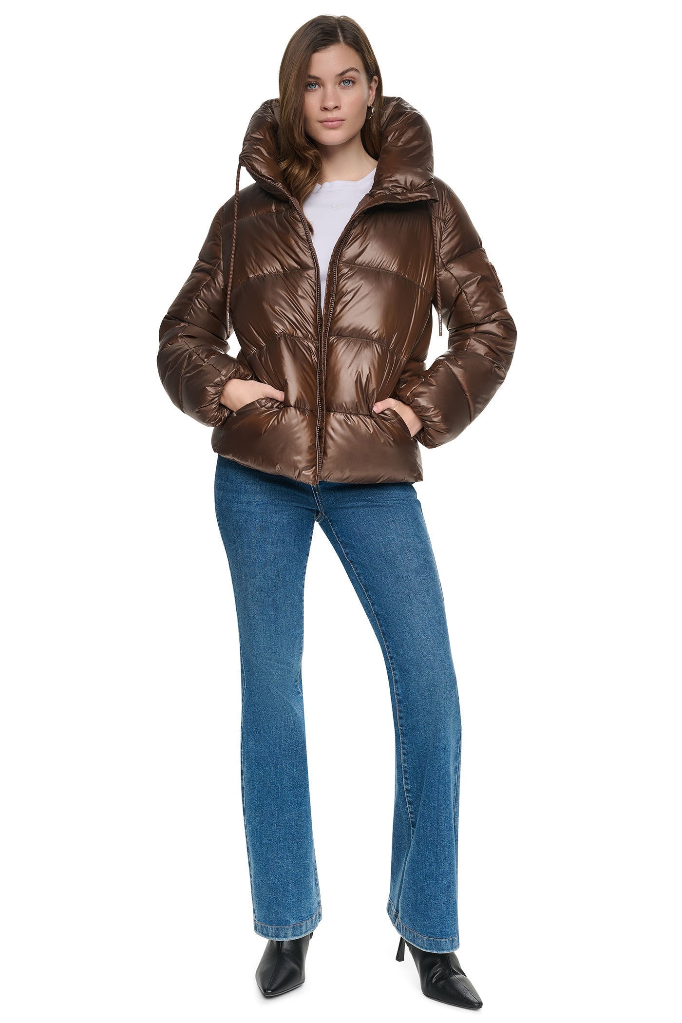QUILTED PUFFER WITH DRAMA COLLAR
