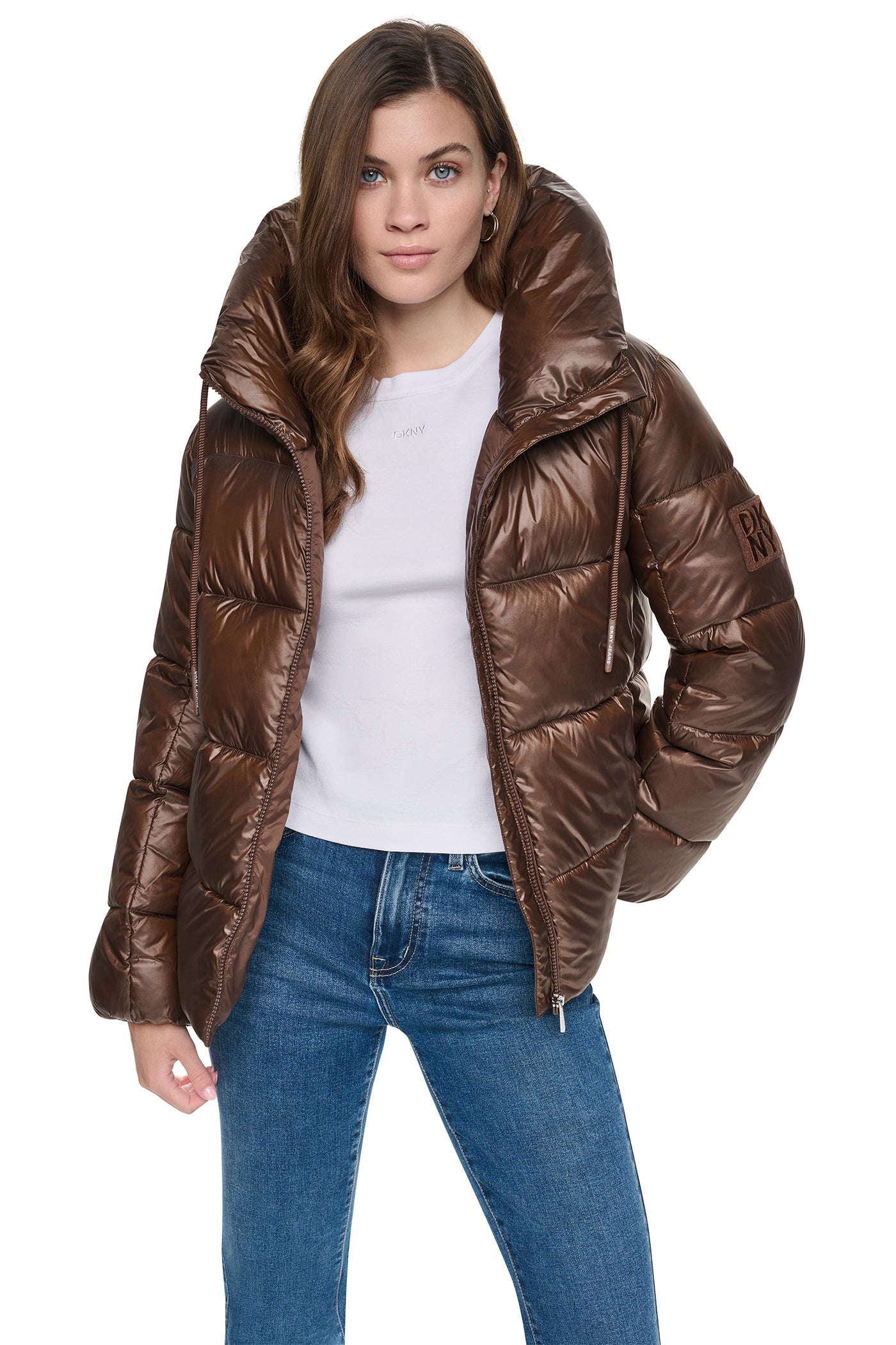 QUILTED PUFFER WITH DRAMA COLLAR