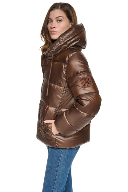 QUILTED PUFFER WITH DRAMA COLLAR
