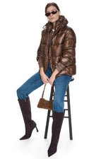 QUILTED PUFFER WITH DRAMA COLLAR