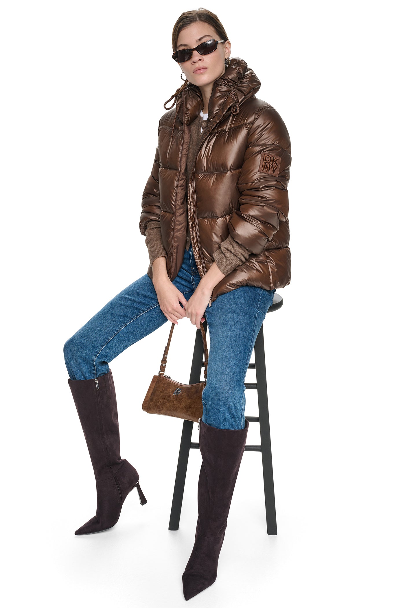 QUILTED PUFFER WITH DRAMA COLLAR