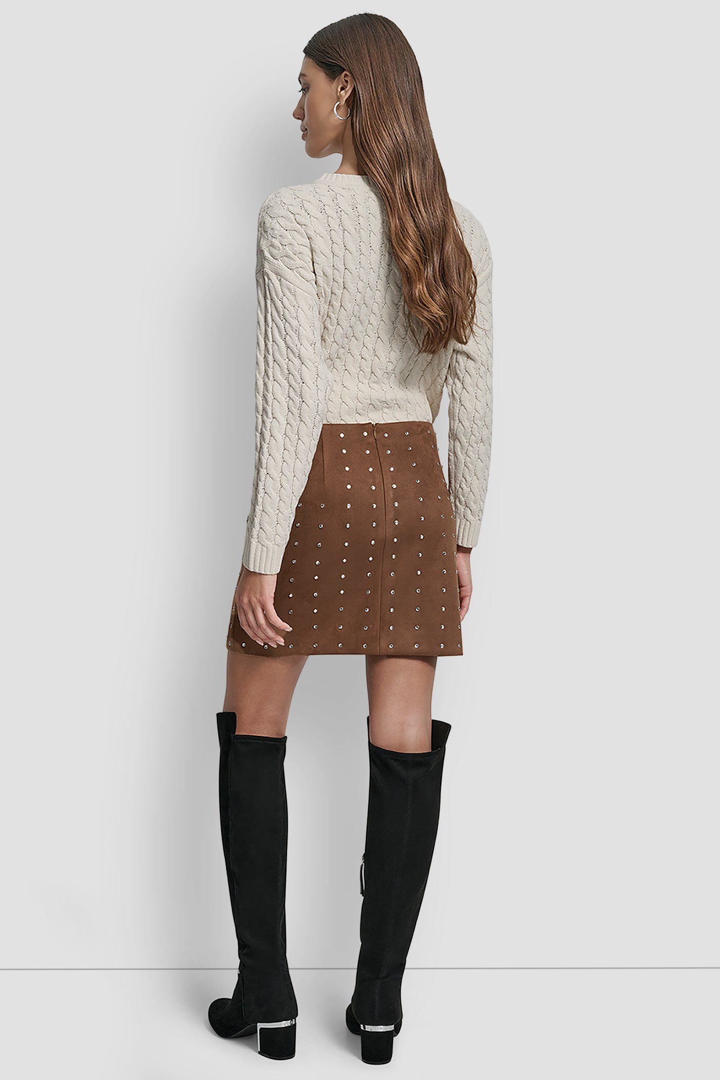 EMBELLISHED FAUX SUEDE MINI SKIRT