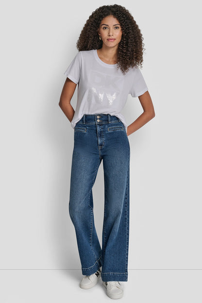 DKNY SEQUIN LOGO CREW NECK TEE