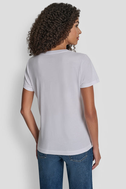 DKNY SEQUIN LOGO CREW NECK TEE