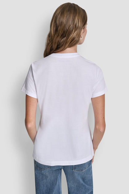 DKNY BOX RHINESTONE LOGO TEE