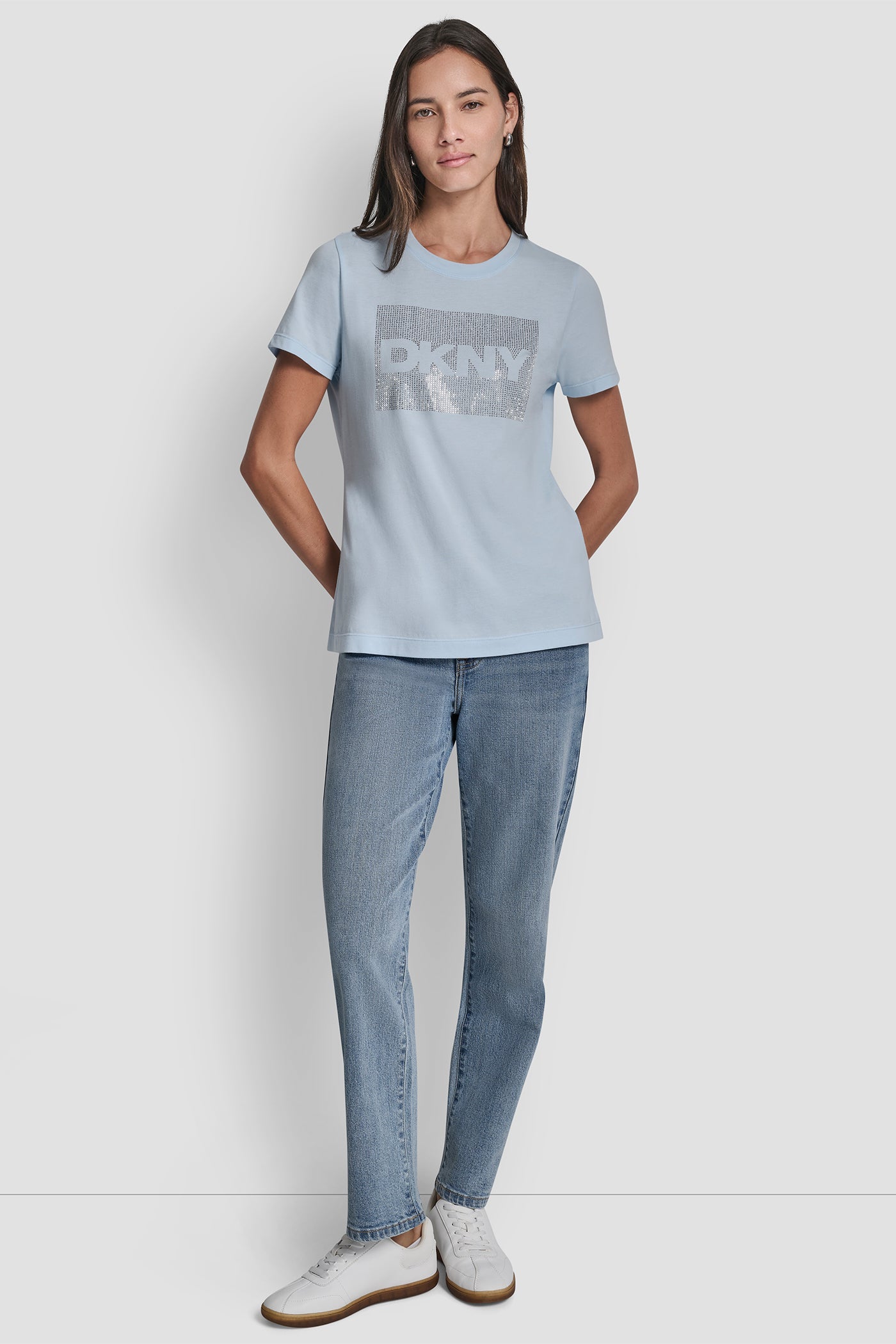 DKNY BOX RHINESTONE LOGO TEE
