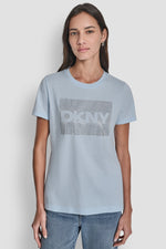 DKNY BOX RHINESTONE LOGO TEE