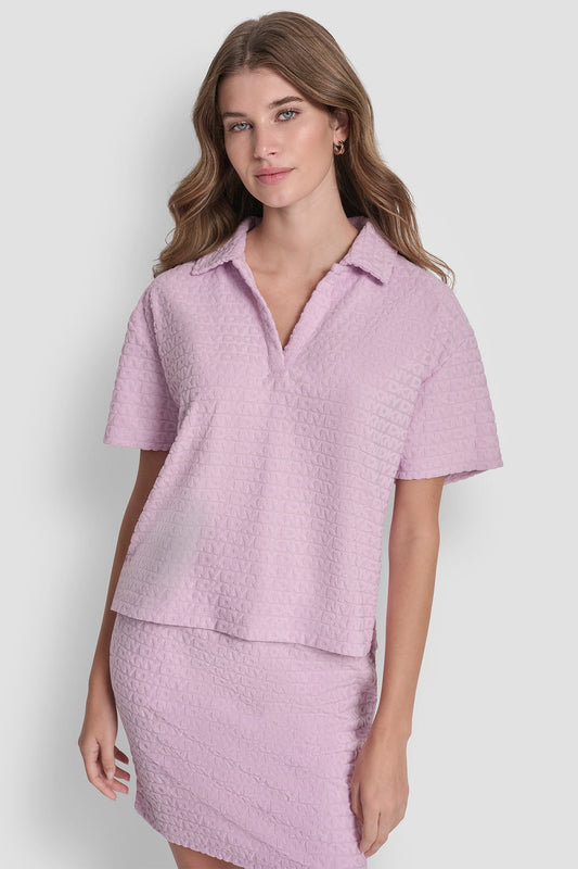 LOGO JACQUARD BOXY POLO TEE