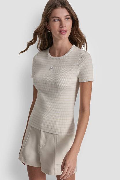 CREW NECK STRIPED TEE