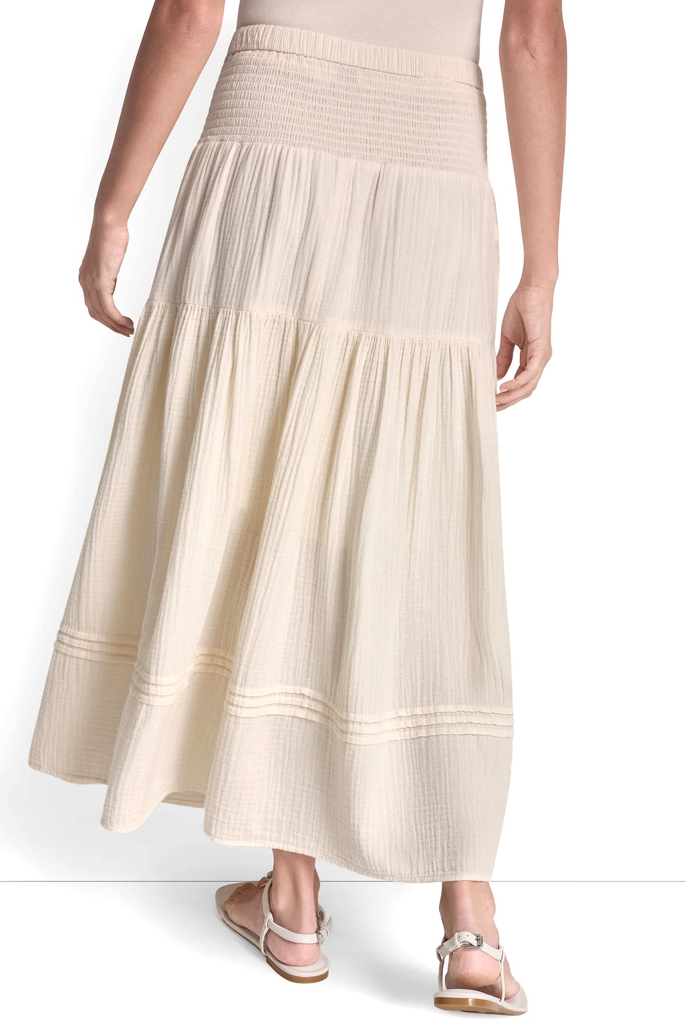 SMOCKED WAIST MAXI TIERED SKIRT