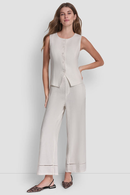 LINEN BUTTON-FRONT VEST