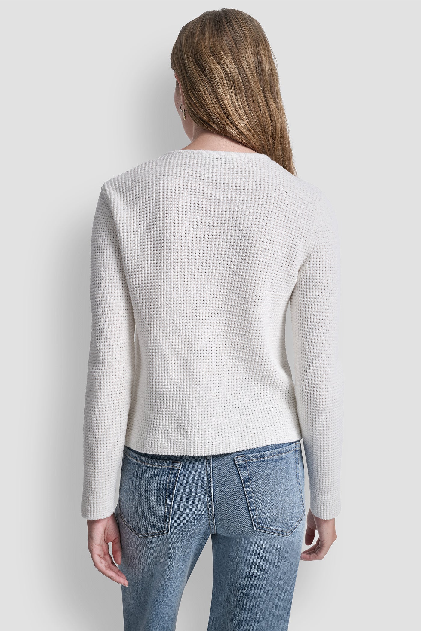 TUCK STITCH CREW NECK CARDIGAN