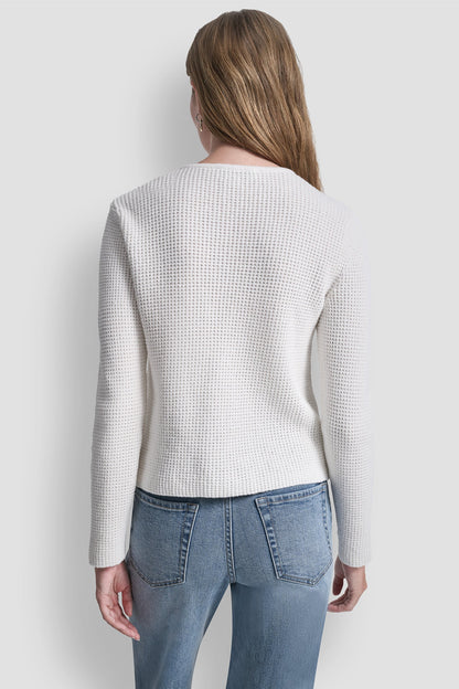 TUCK STITCH CREW NECK CARDIGAN