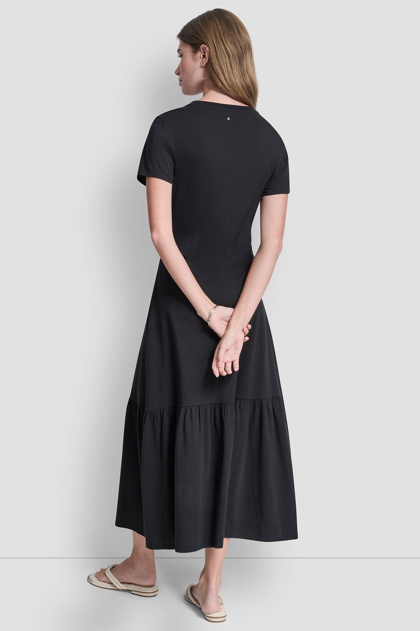 RUCHED BODICE TIERED MAXI DRESS